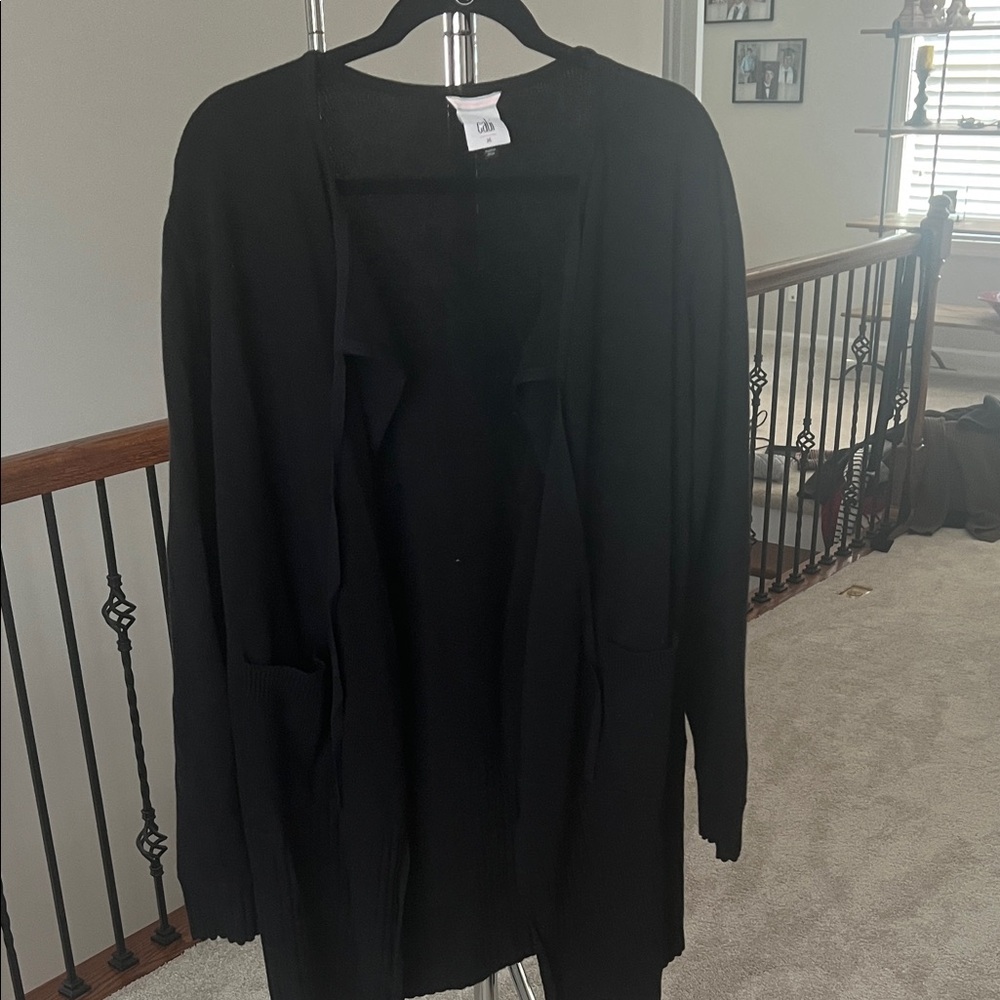 CAbi Classic Black Women's  Long Cardigan 32”